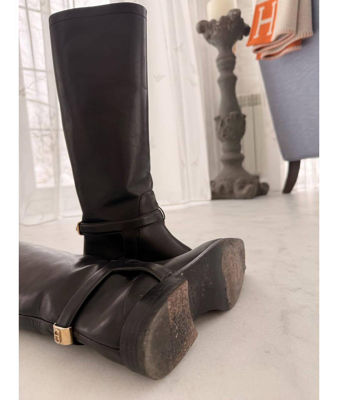 CHRISTIAN DIOR Черные кожаные сапоги, фото 6