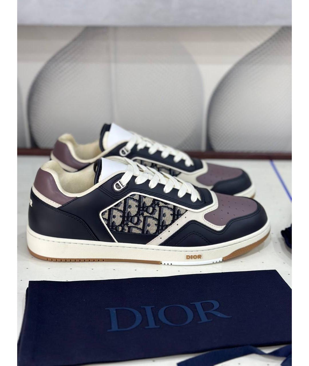 CHRISTIAN DIOR Темно-синие кожаные низкие кроссовки / кеды, фото 2