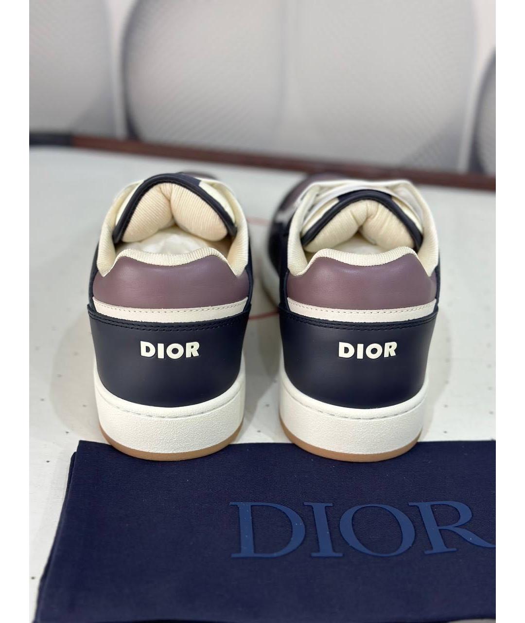 CHRISTIAN DIOR Темно-синие кожаные низкие кроссовки / кеды, фото 4