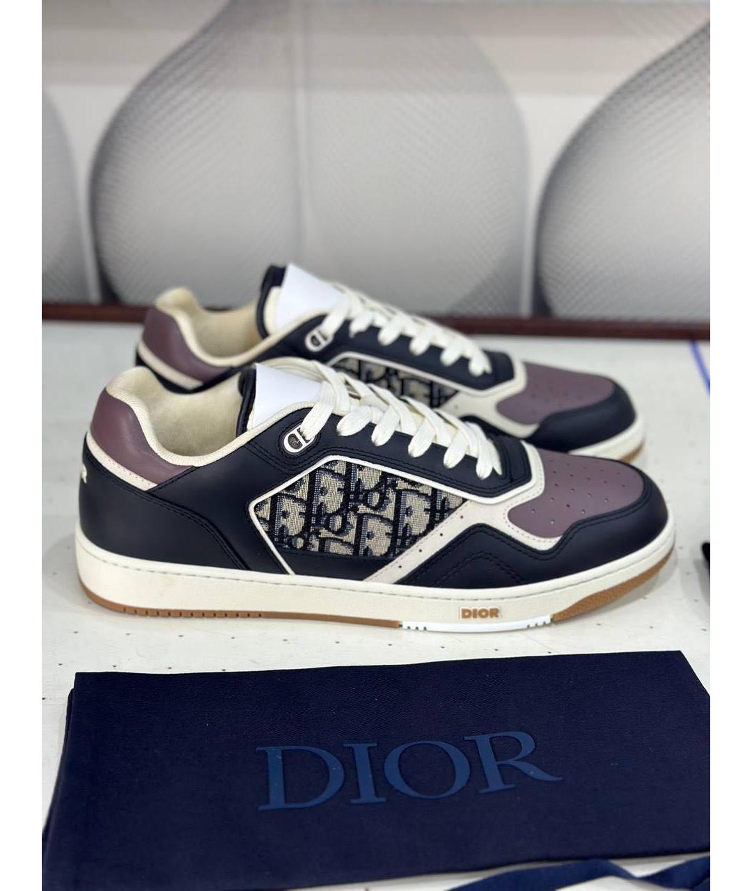 CHRISTIAN DIOR Темно-синие кожаные низкие кроссовки / кеды, фото 6