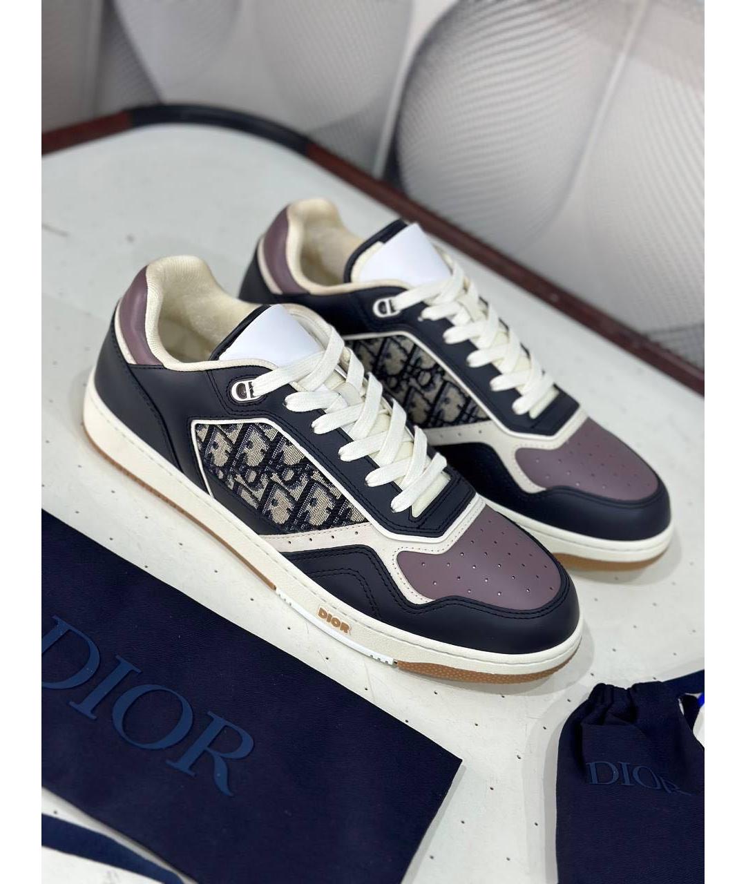CHRISTIAN DIOR Темно-синие кожаные низкие кроссовки / кеды, фото 3