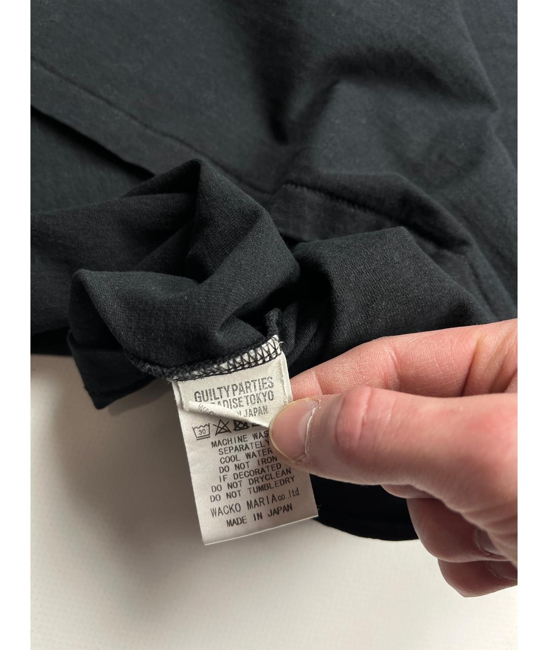 WACKO MARIA Черная хлопковая футболка, фото 5