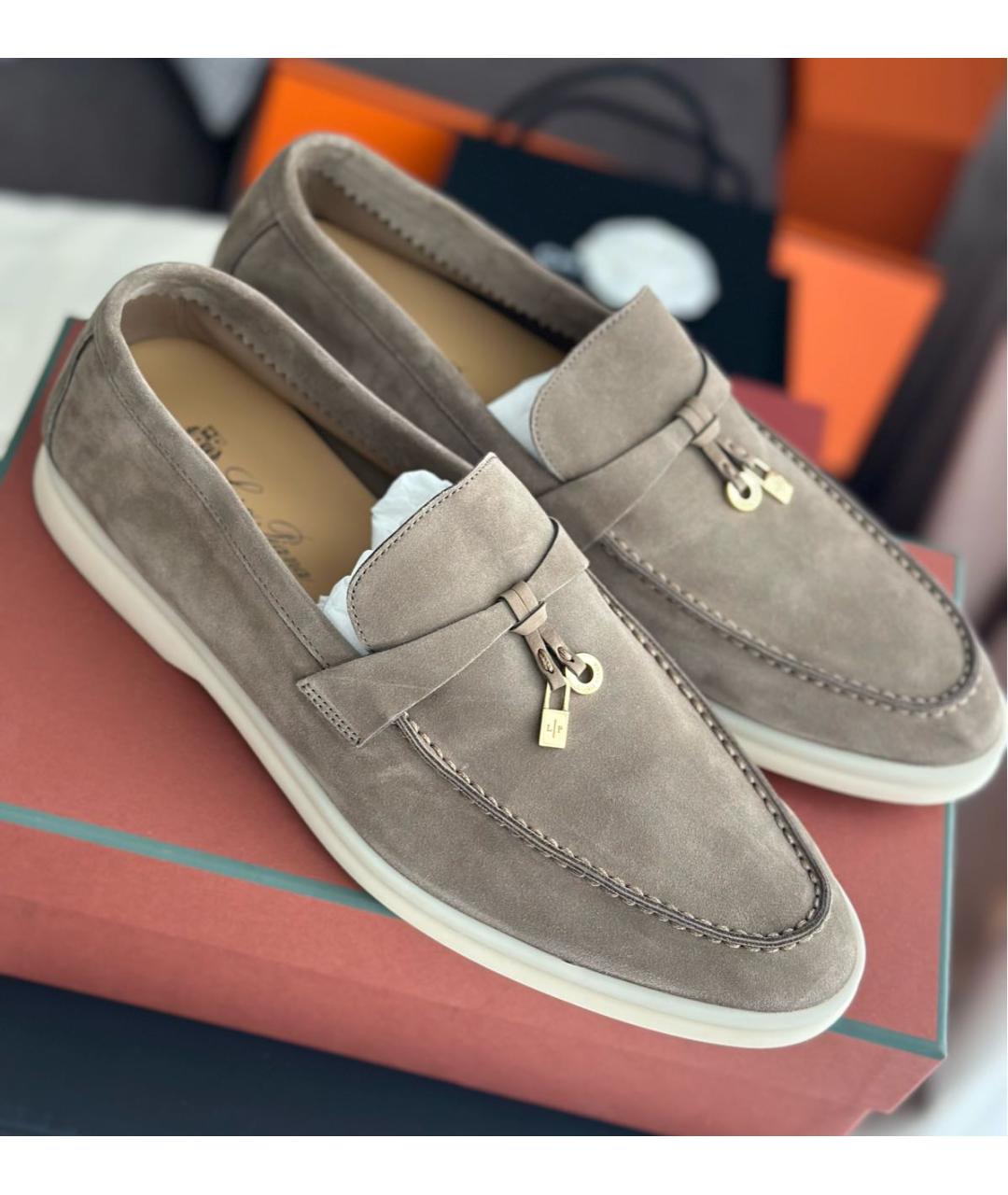 LORO PIANA Коричневые замшевые лоферы, фото 2