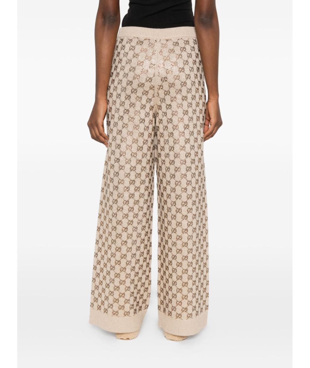 GUCCI Бежевые шерстяные брюки широкие, фото 4