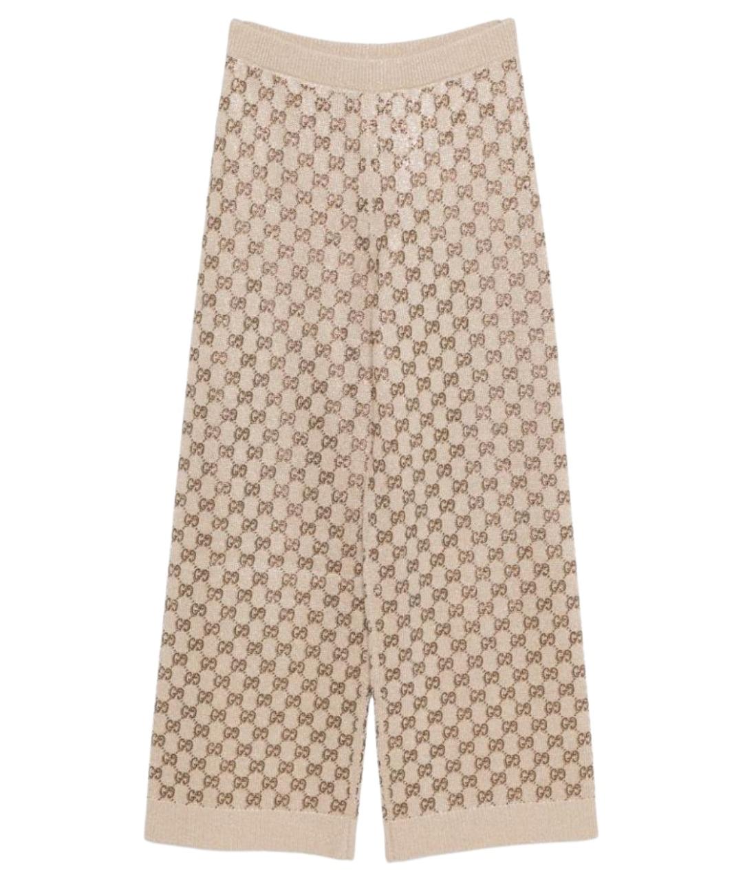 GUCCI Бежевые шерстяные брюки широкие, фото 1