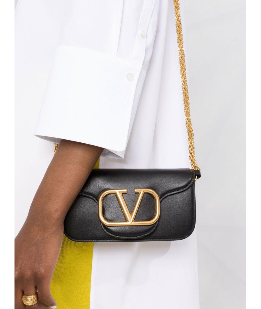 VALENTINO Черная кожаная сумка через плечо, фото 6