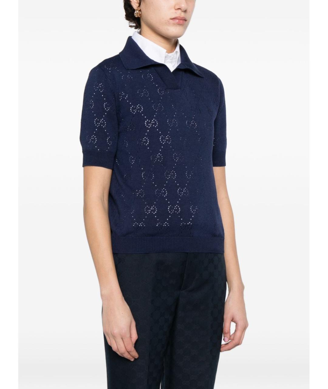 GUCCI Синяя хлопковая футболка, фото 5