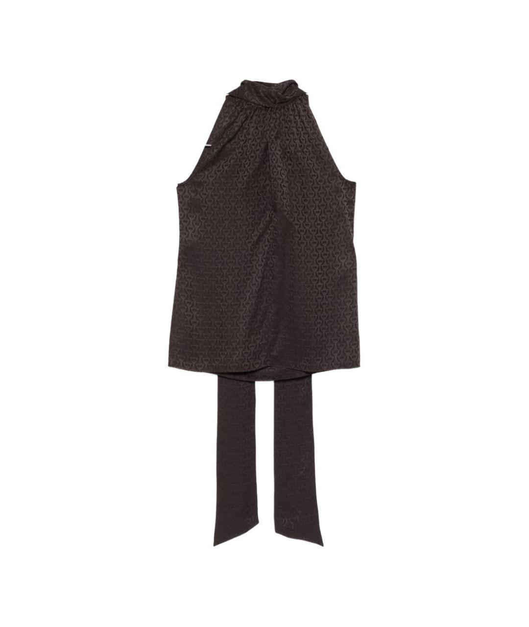 GUCCI Коричневая шелковая блузы, фото 1