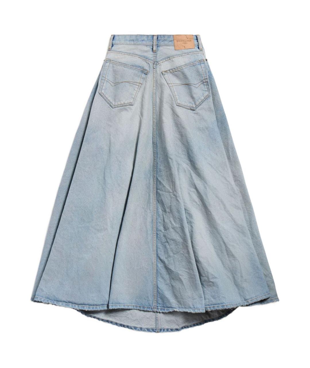 BALENCIAGA Голубая хлопковая юбка миди, фото 2