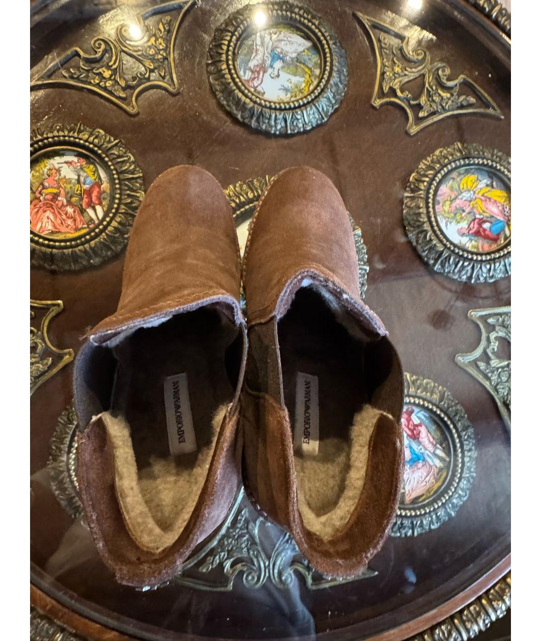 EMPORIO ARMANI Коричневые замшевые ботильоны, фото 3