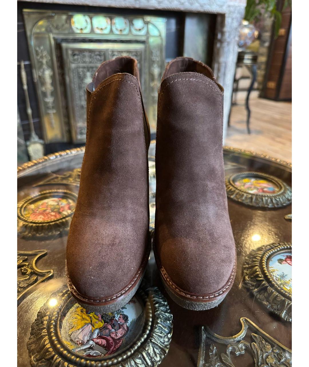 EMPORIO ARMANI Коричневые замшевые ботильоны, фото 2
