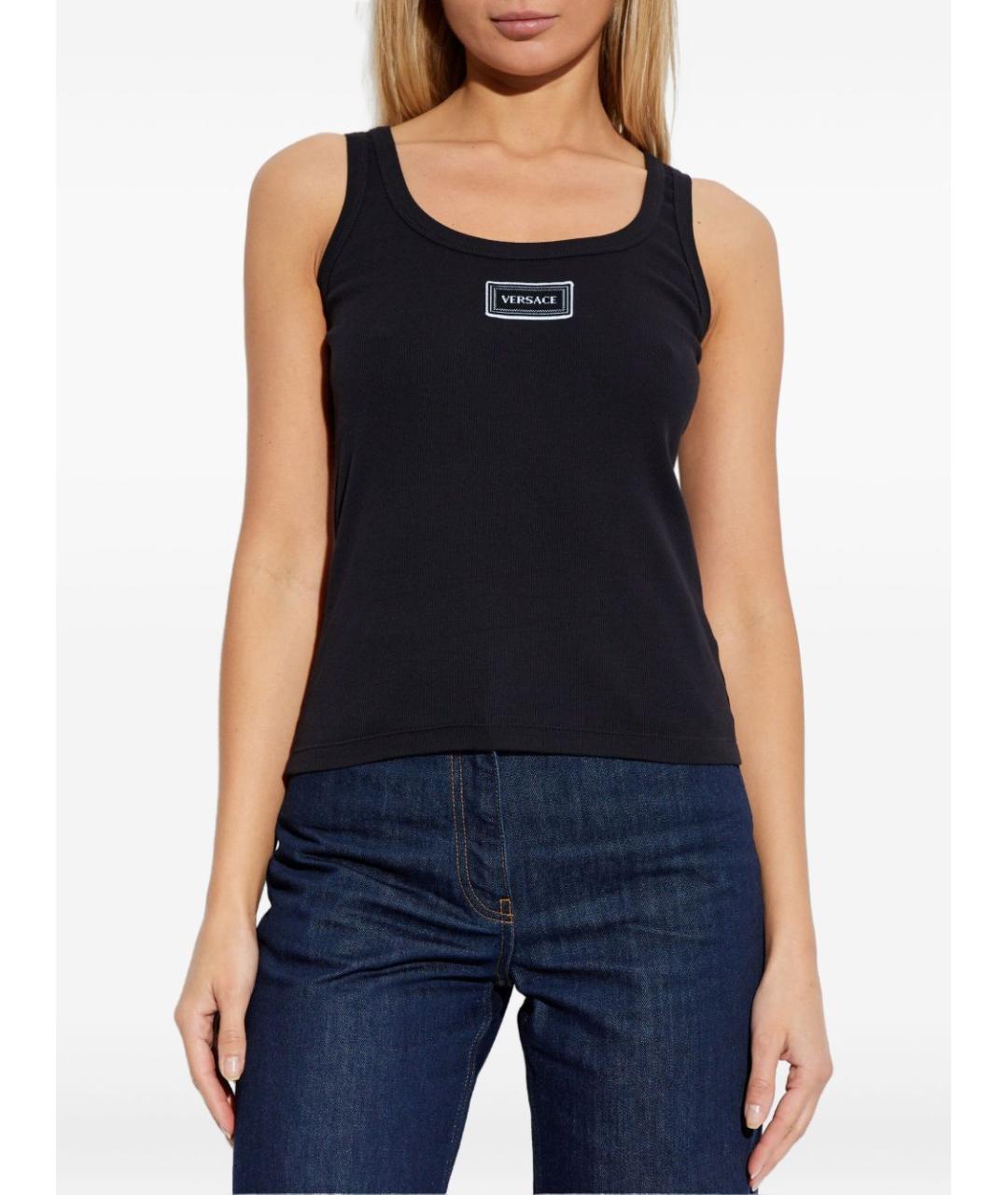 VERSACE Черная хлопковая майка, фото 5
