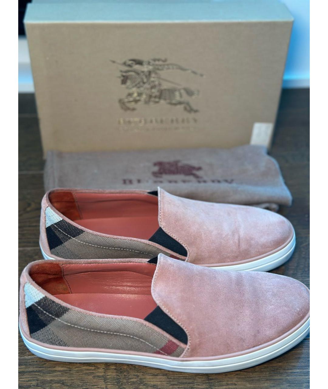 BURBERRY Коралловые замшевые слипоны, фото 7