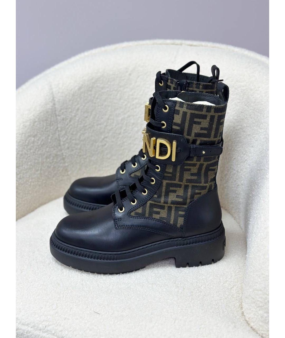 FENDI Черные кожаные ботинки, фото 6