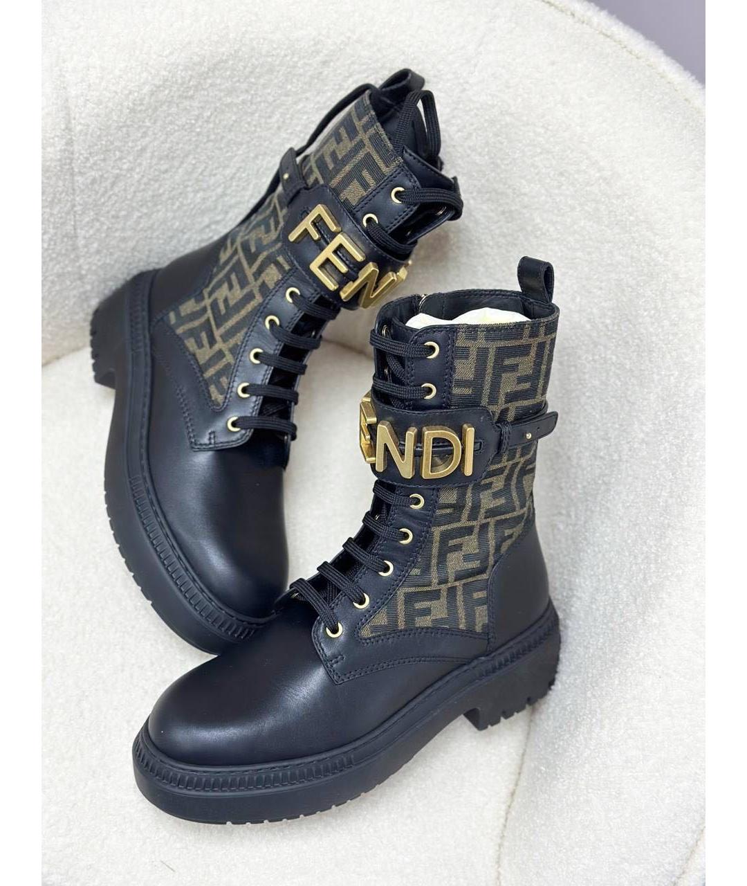 FENDI Черные кожаные ботинки, фото 5