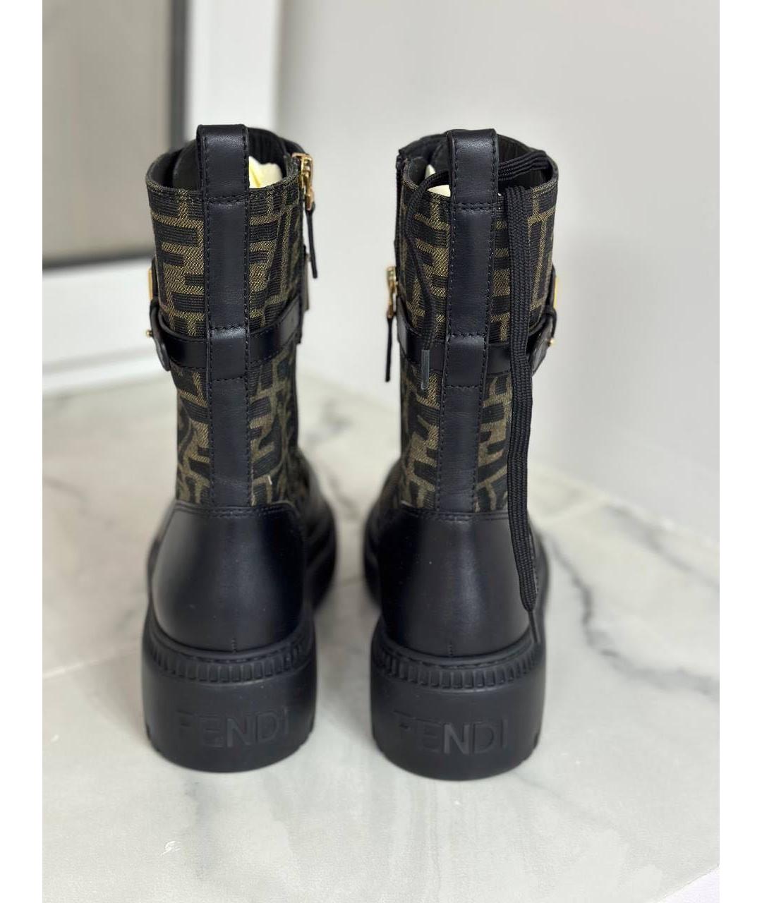 FENDI Черные кожаные ботинки, фото 4