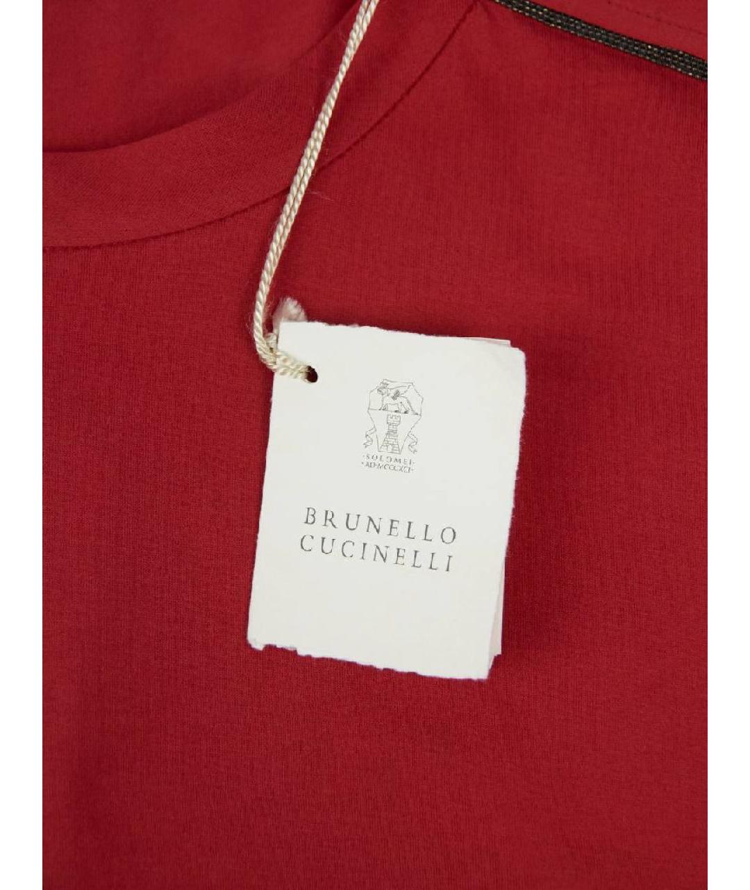 BRUNELLO CUCINELLI Красная хлопковая футболка, фото 4