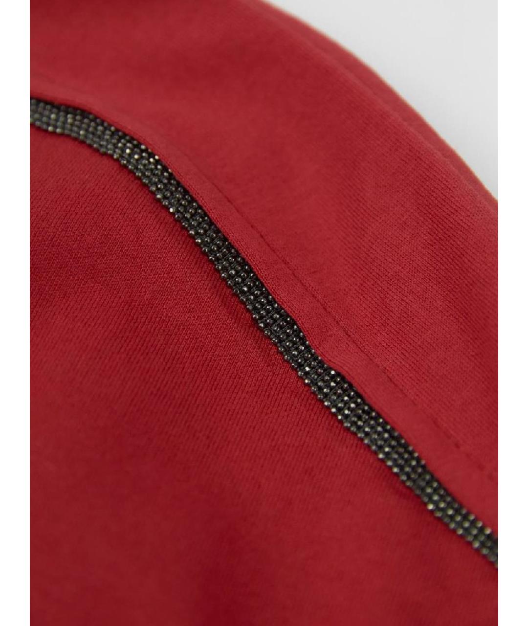 BRUNELLO CUCINELLI Красная хлопковая футболка, фото 7