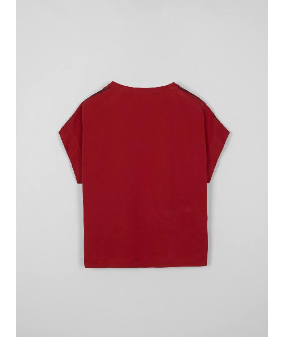BRUNELLO CUCINELLI Красная хлопковая футболка, фото 2