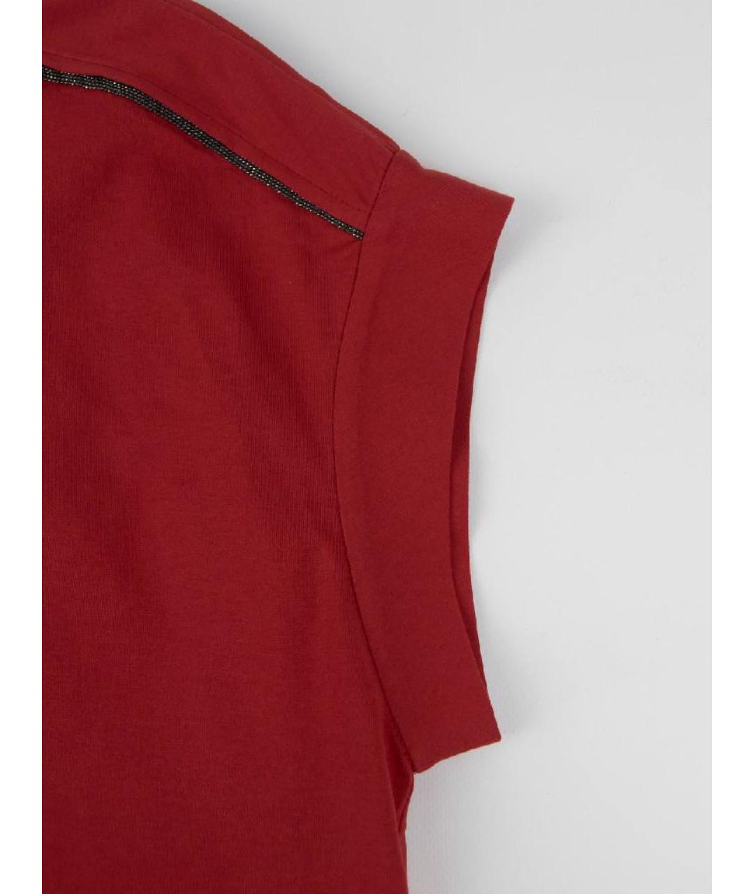 BRUNELLO CUCINELLI Красная хлопковая футболка, фото 6