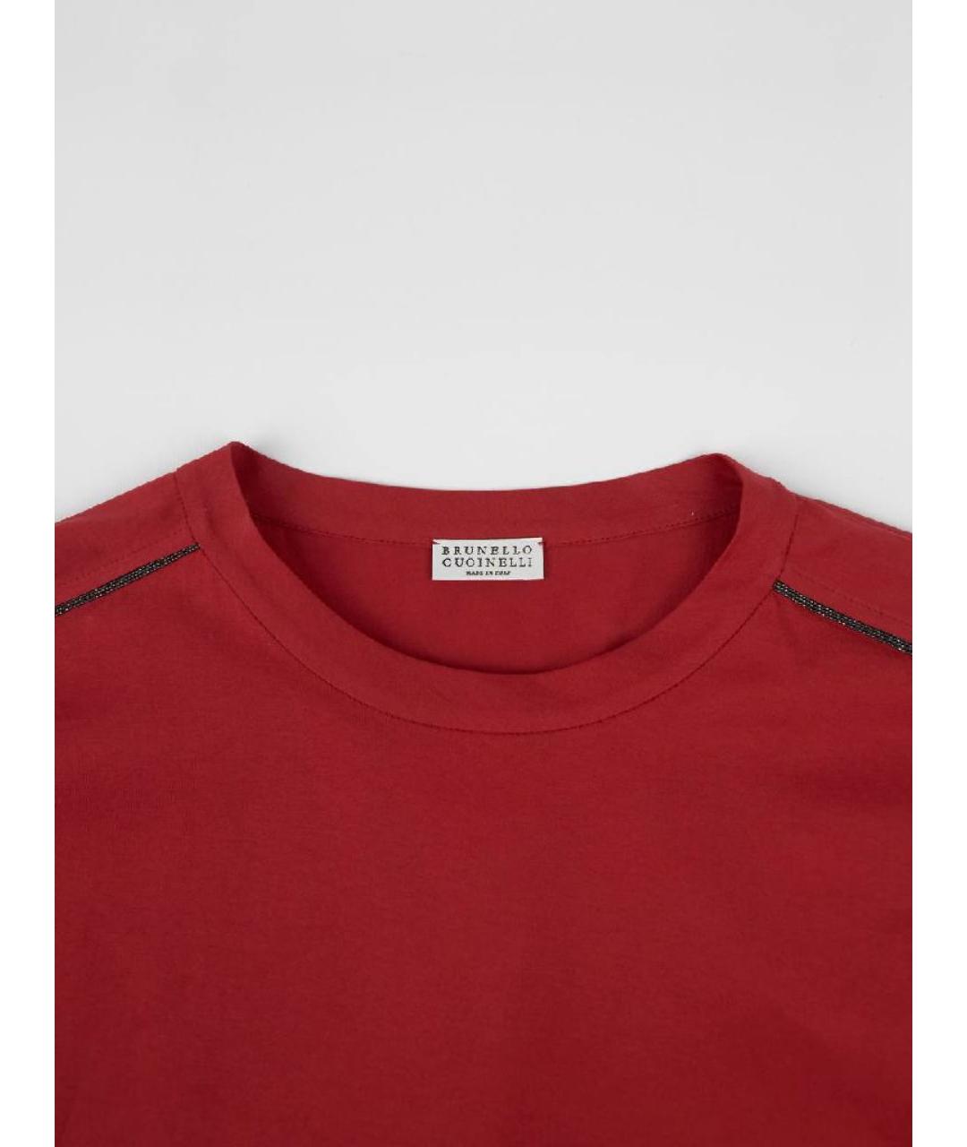 BRUNELLO CUCINELLI Красная хлопковая футболка, фото 3