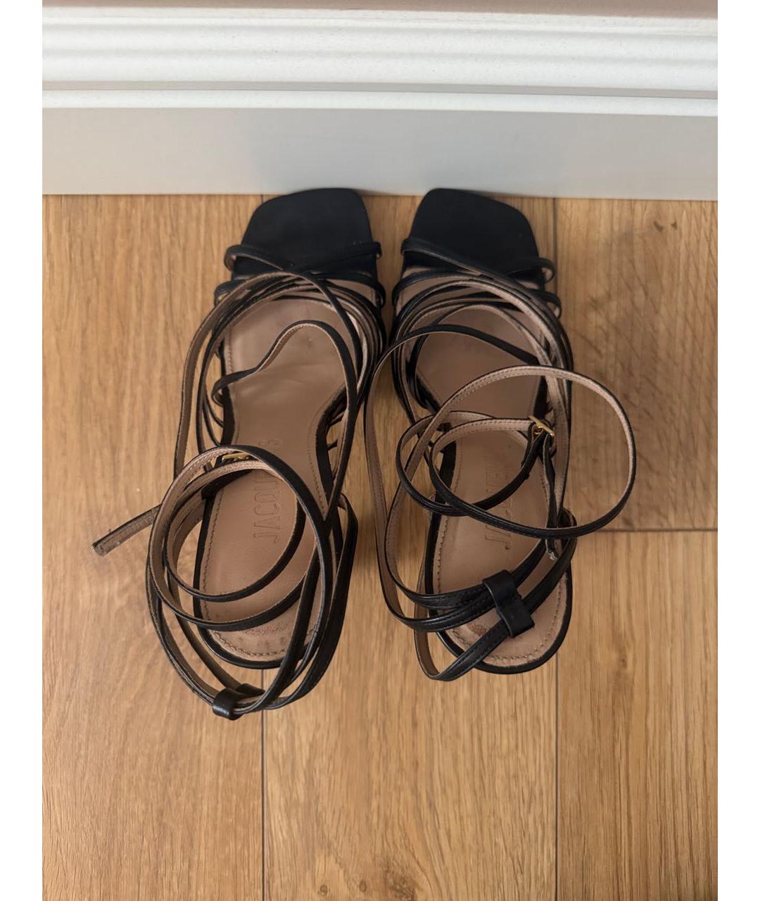 JACQUEMUS Черные кожаные босоножки, фото 3