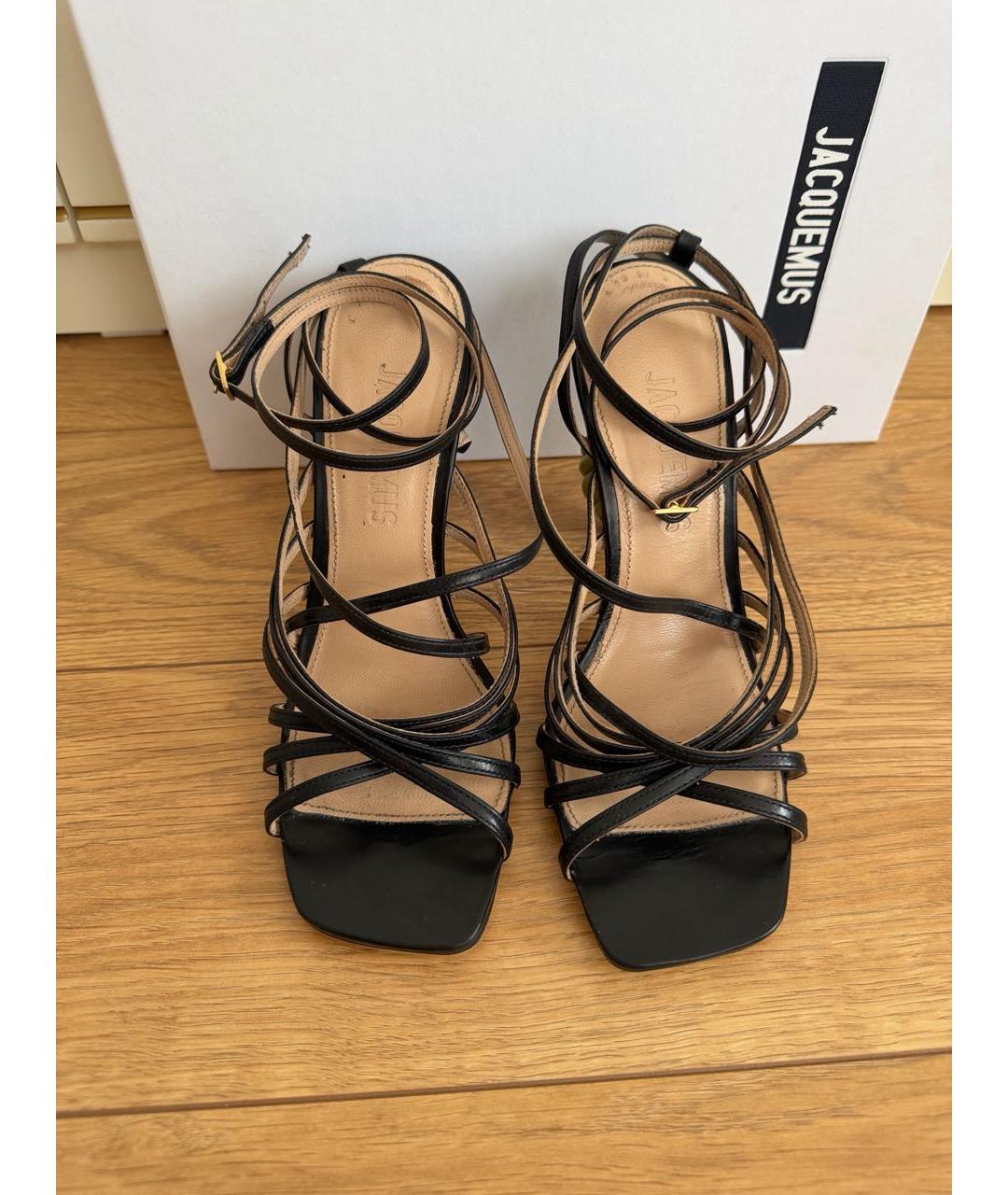 JACQUEMUS Черные кожаные босоножки, фото 2