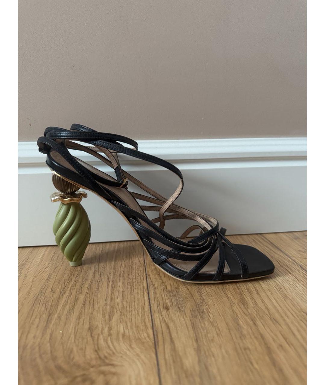 JACQUEMUS Черные кожаные босоножки, фото 5