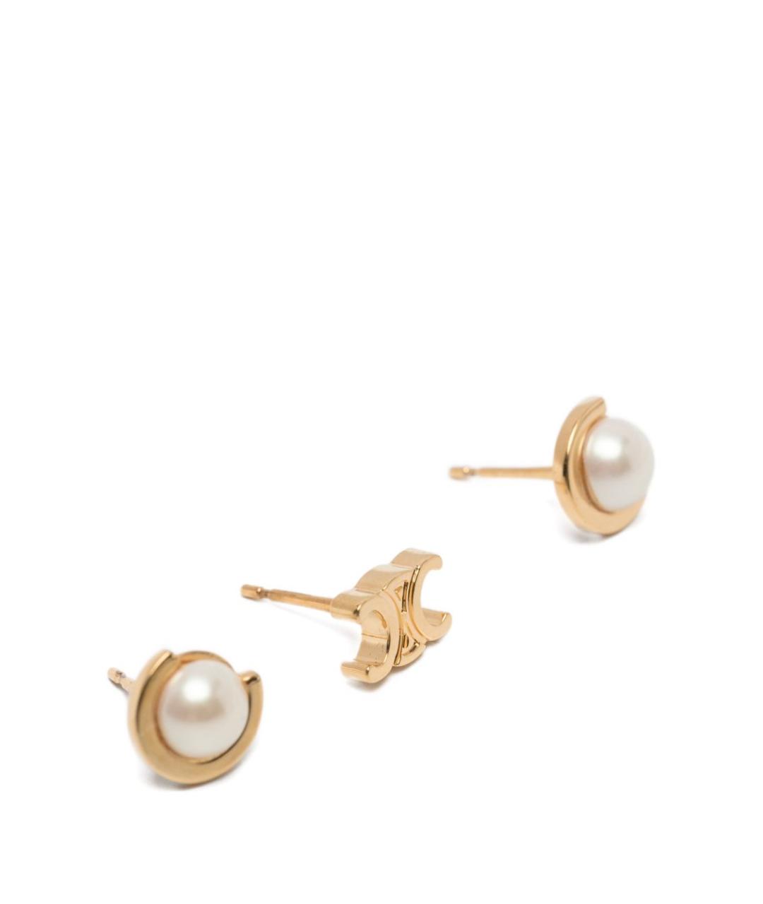 CELINE Золотые металлические серьги, фото 2