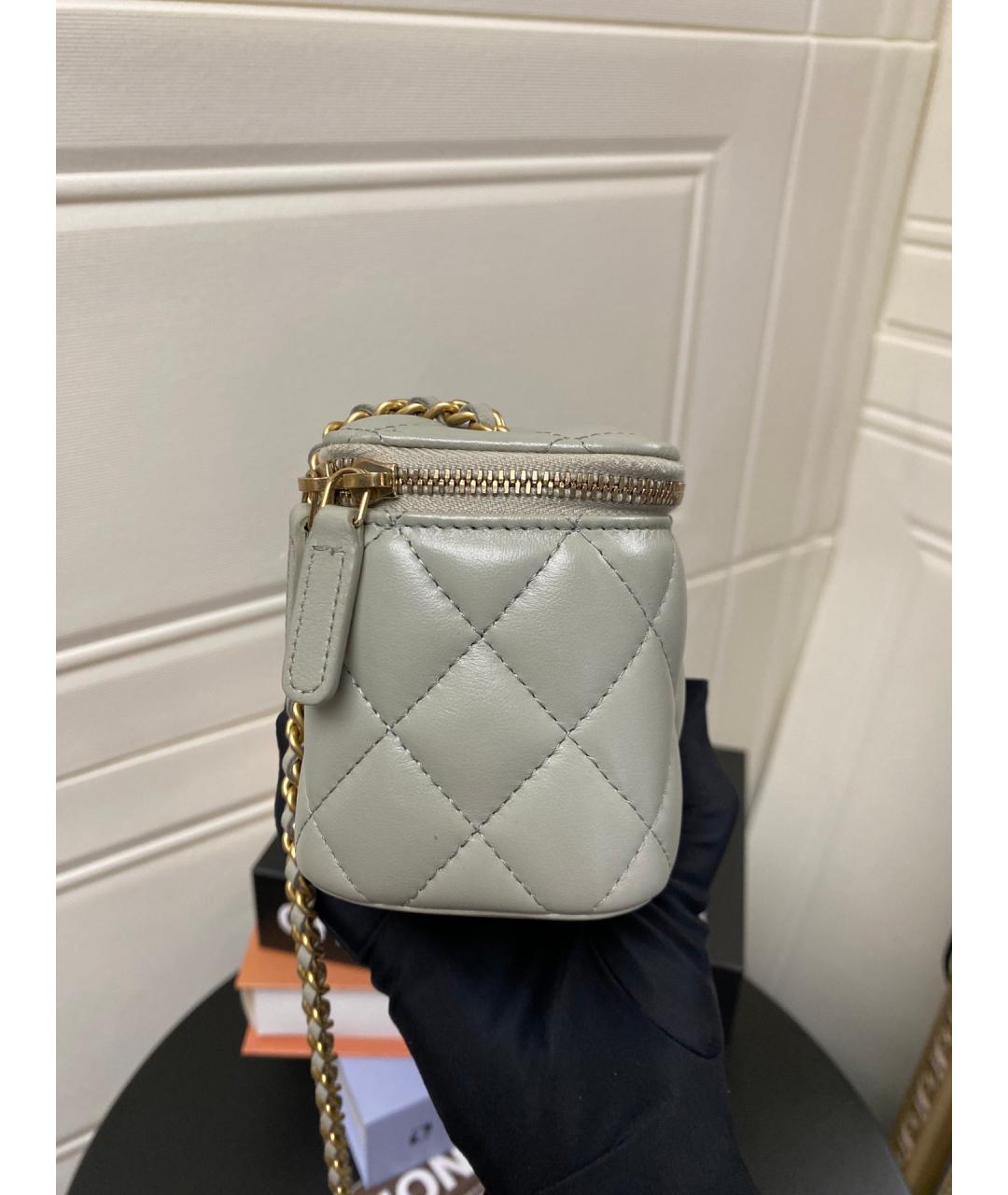 CHANEL Серая кожаная сумка через плечо, фото 5