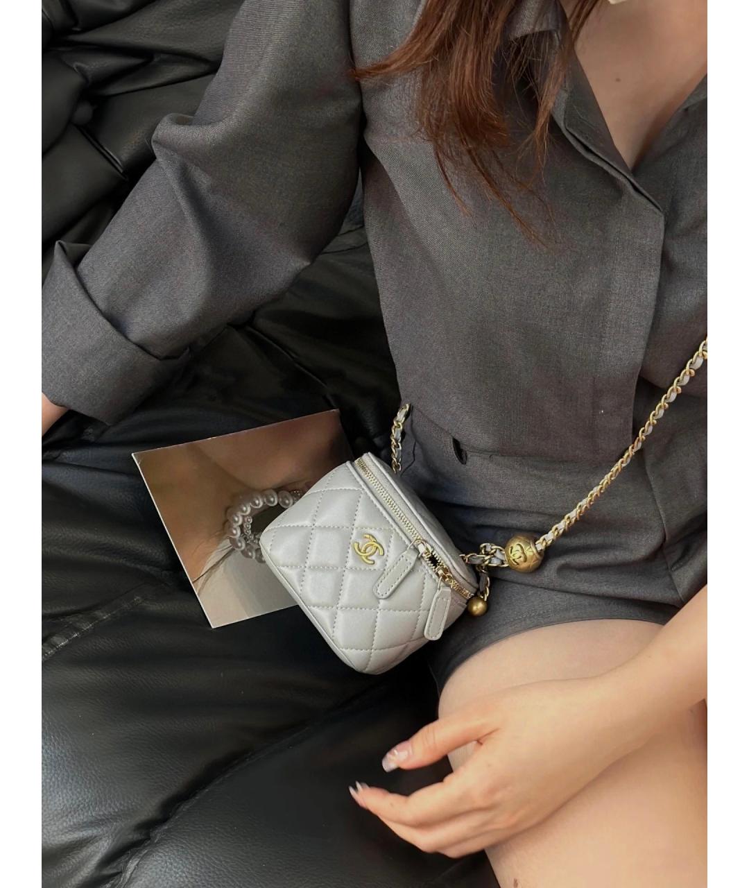 CHANEL Серая кожаная сумка через плечо, фото 9