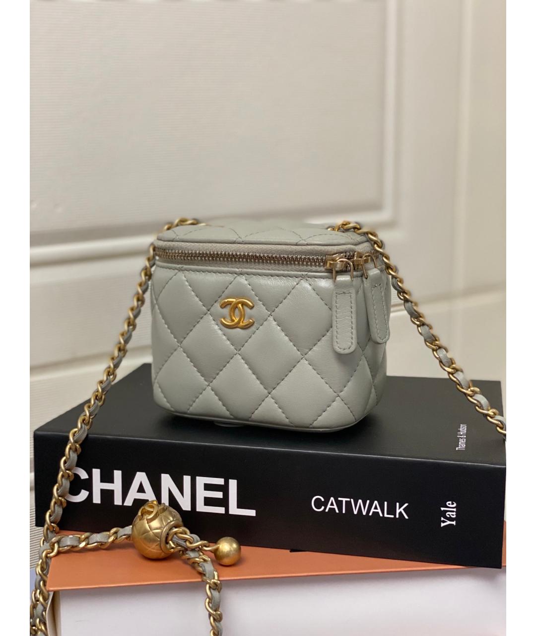 CHANEL Серая кожаная сумка через плечо, фото 10