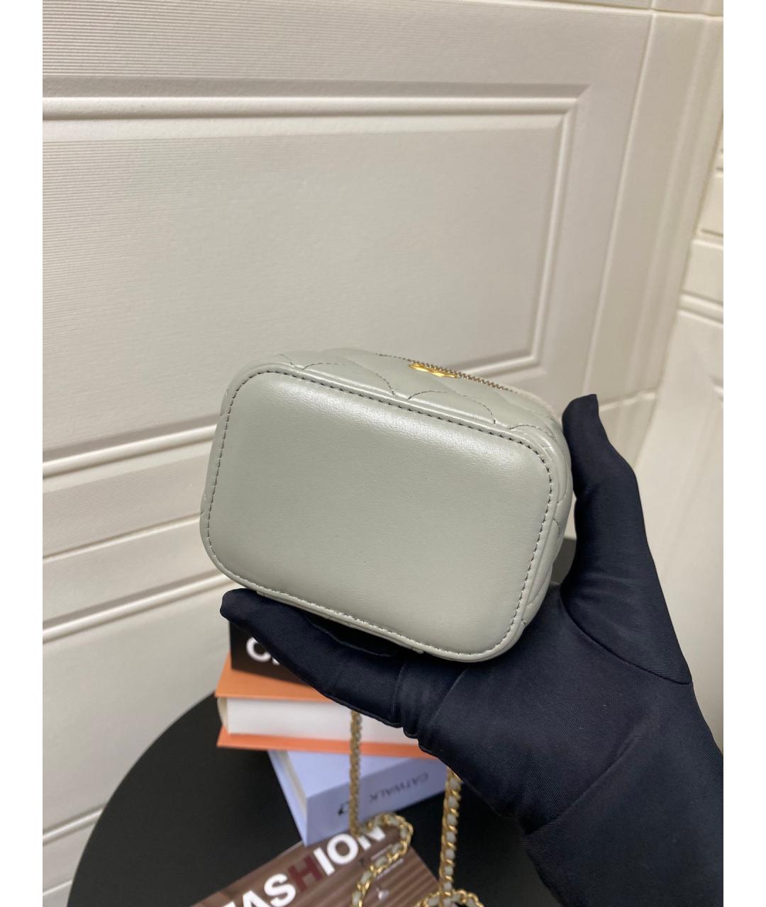 CHANEL Серая кожаная сумка через плечо, фото 6