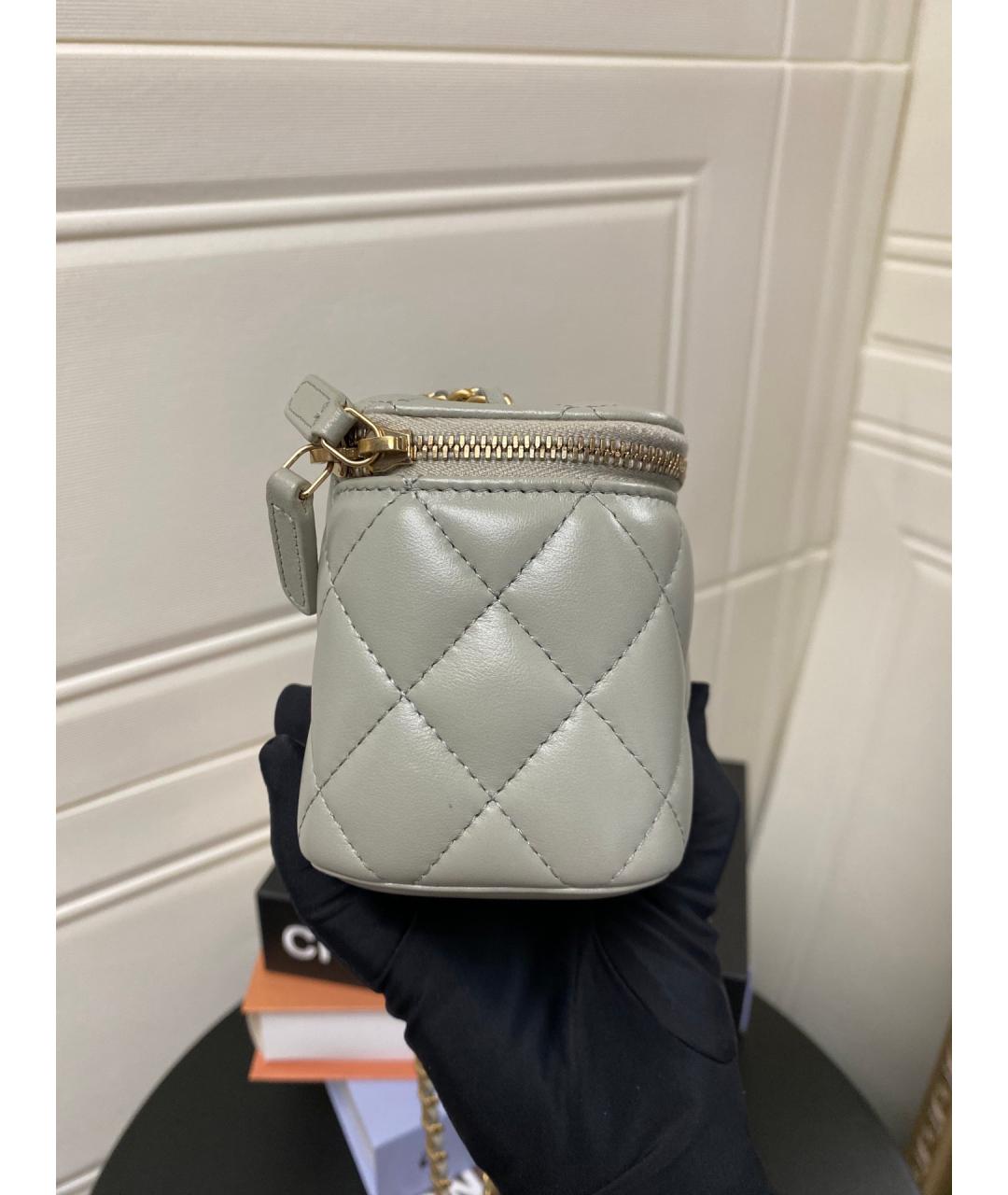 CHANEL Серая кожаная сумка через плечо, фото 4