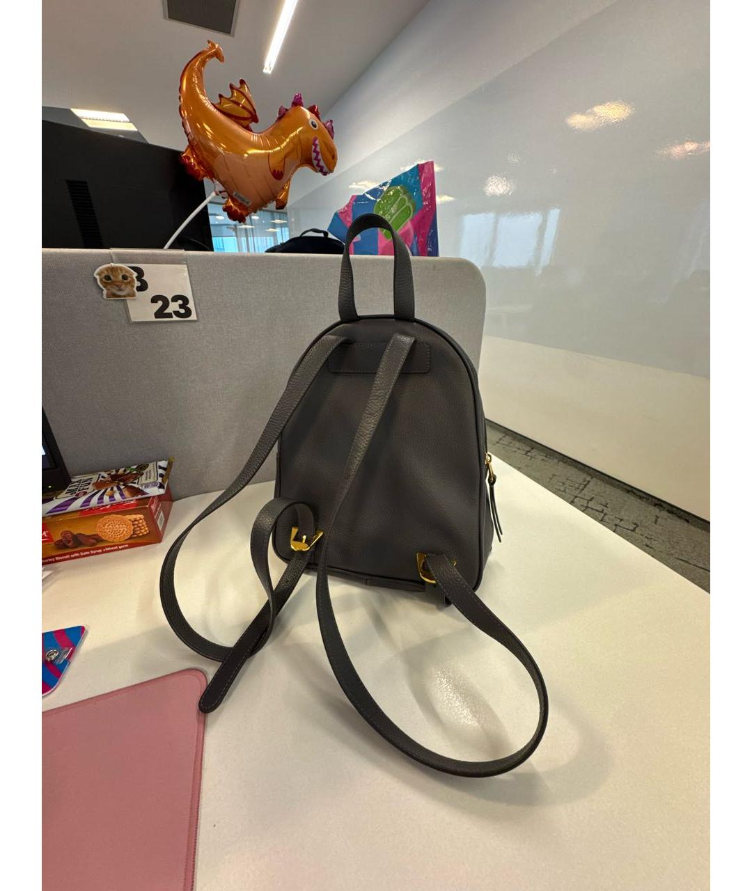 COCCINELLE Серый кожаный рюкзак, фото 3