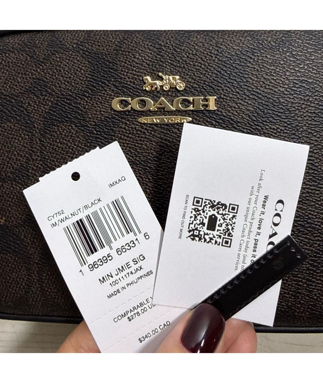 COACH Коричневая сумка через плечо, фото 6