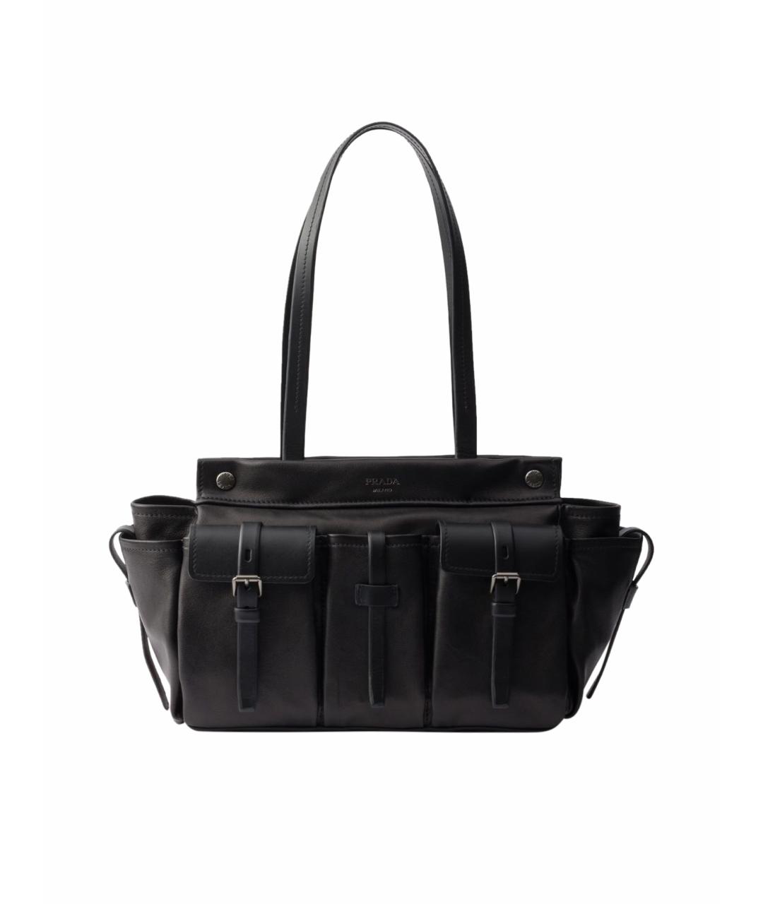 PRADA Черная сумка тоут из лакированной кожи, фото 1