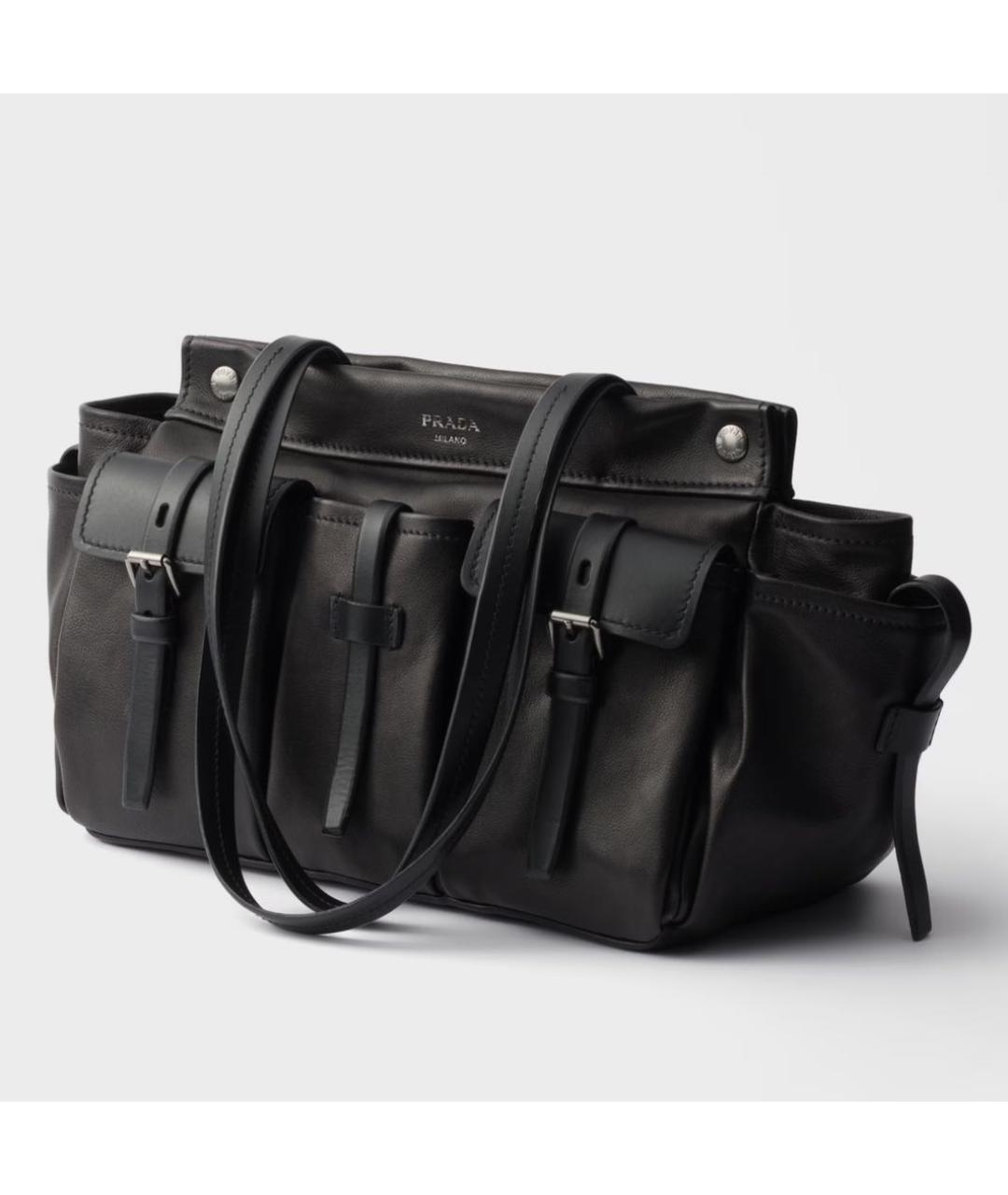 PRADA Черная сумка тоут из лакированной кожи, фото 3