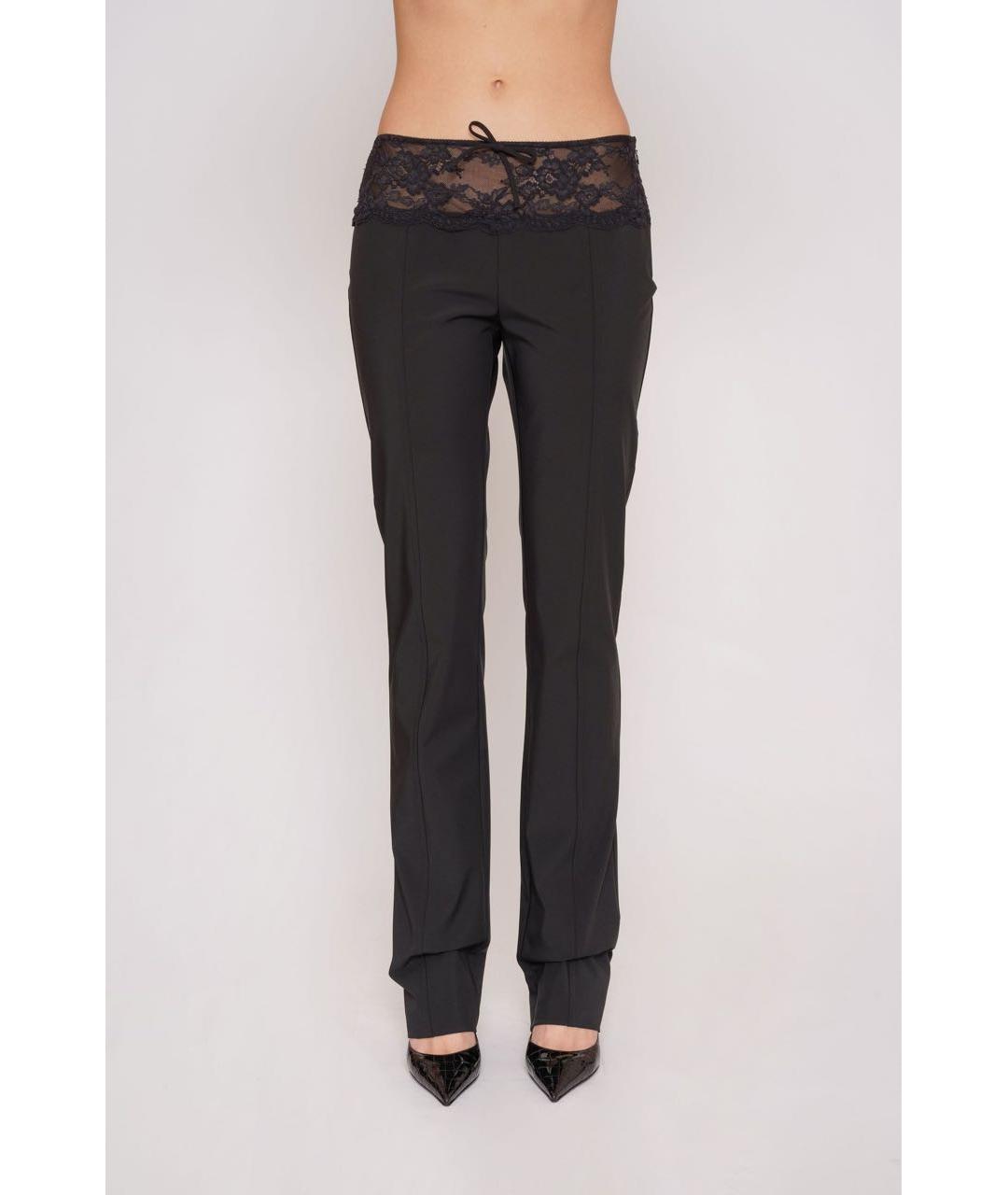 BLUMARINE Черные хлопковые прямые брюки, фото 5