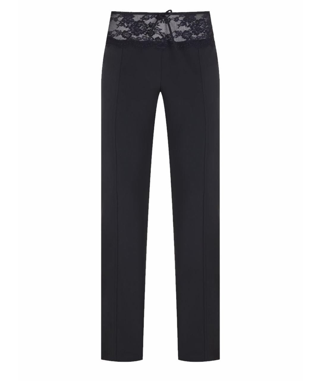 BLUMARINE Черные хлопковые прямые брюки, фото 1