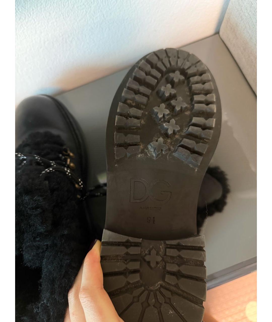 DOLCE&GABBANA Черные кожаные высокие ботинки, фото 7