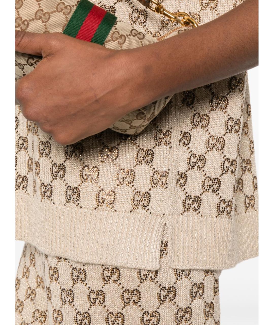 GUCCI Бежевый шерстяной джемпер / свитер, фото 3