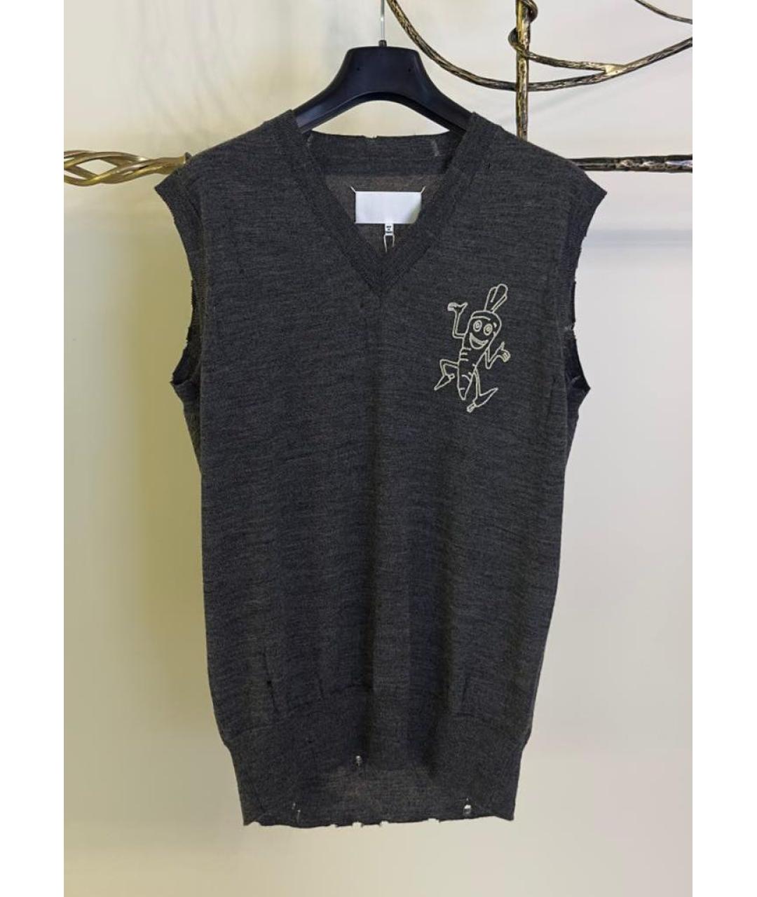 MAISON MARGIELA Антрацитовый шерстяной жилет, фото 8