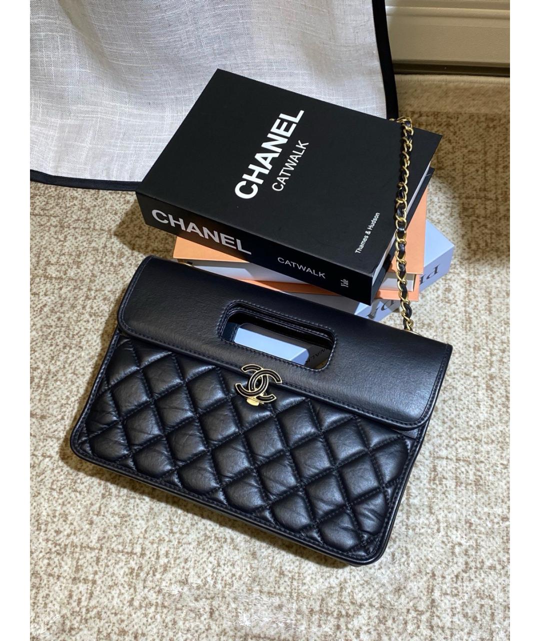 CHANEL Черная кожаная сумка с короткими ручками, фото 2