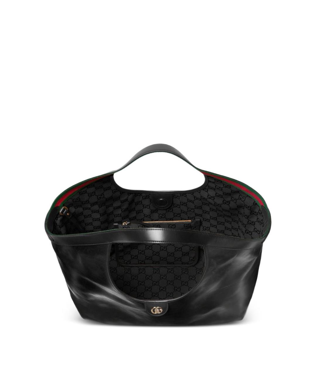 GUCCI Черная кожаная сумка тоут, фото 4