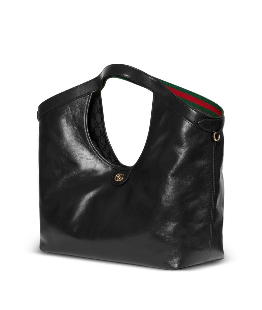 GUCCI Черная кожаная сумка тоут, фото 5