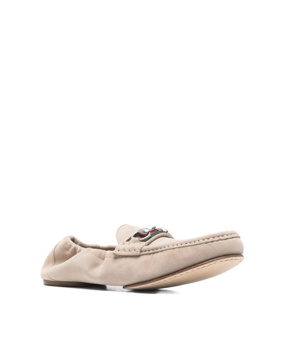 GUCCI Бежевые замшевые лоферы, фото 4