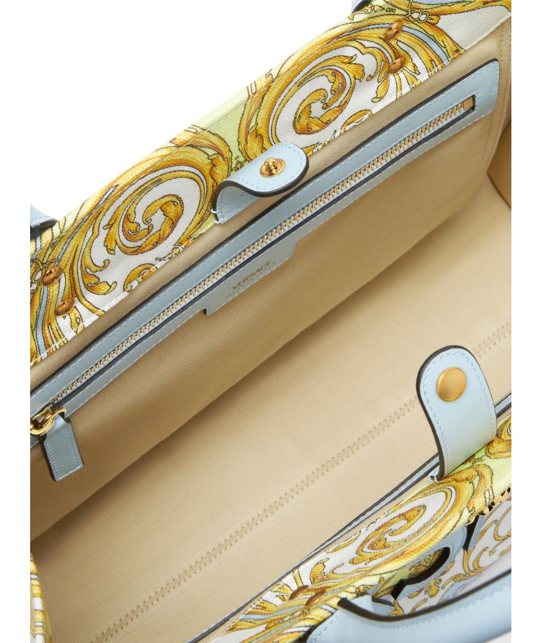 VERSACE Голубая кожаная сумка тоут, фото 4