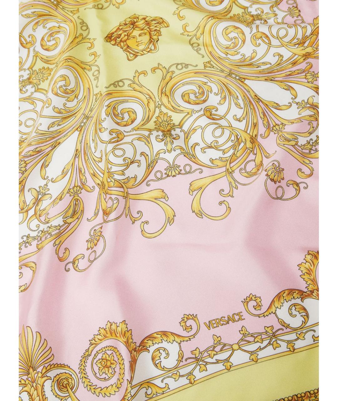 VERSACE Розовый шелковый шарф, фото 2
