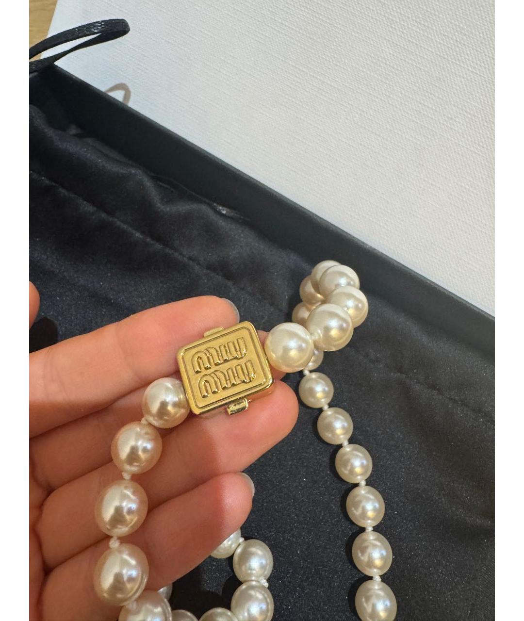MIU MIU Белое колье, фото 3